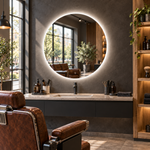 Runder LED-Spiegel Ø80 cm, rahmenlos, Wandschalter – Produktbild 5