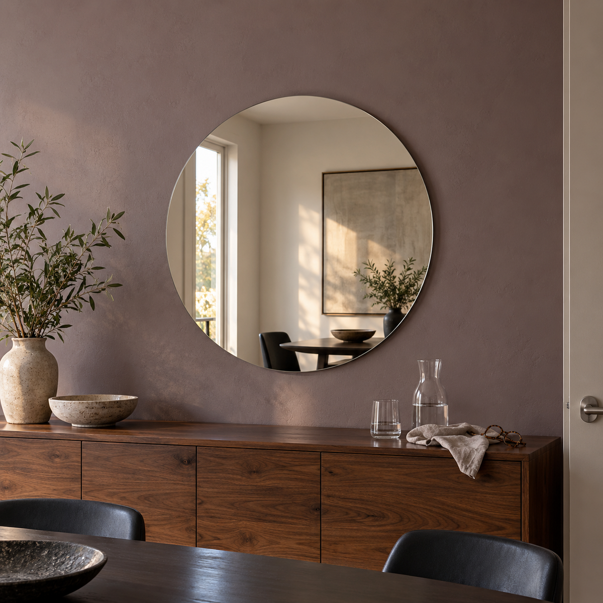 Runder Spiegel Ø 70 cm rahmenlos, mit Montagekleber – Produktbild 3
