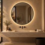 Runder LED-Spiegel Ø100 cm, weißer Slim-Rahmen, Touch-Schalter – Produktbild 3