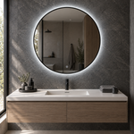 Runder LED-Spiegel Ø130 cm, rosa Slim-Rahmen, Wandschalter – Produktbild 5