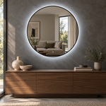 Runder LED-Spiegel Ø80 cm, weißer Slim-Rahmen, Wandschalter – Produktbild 5