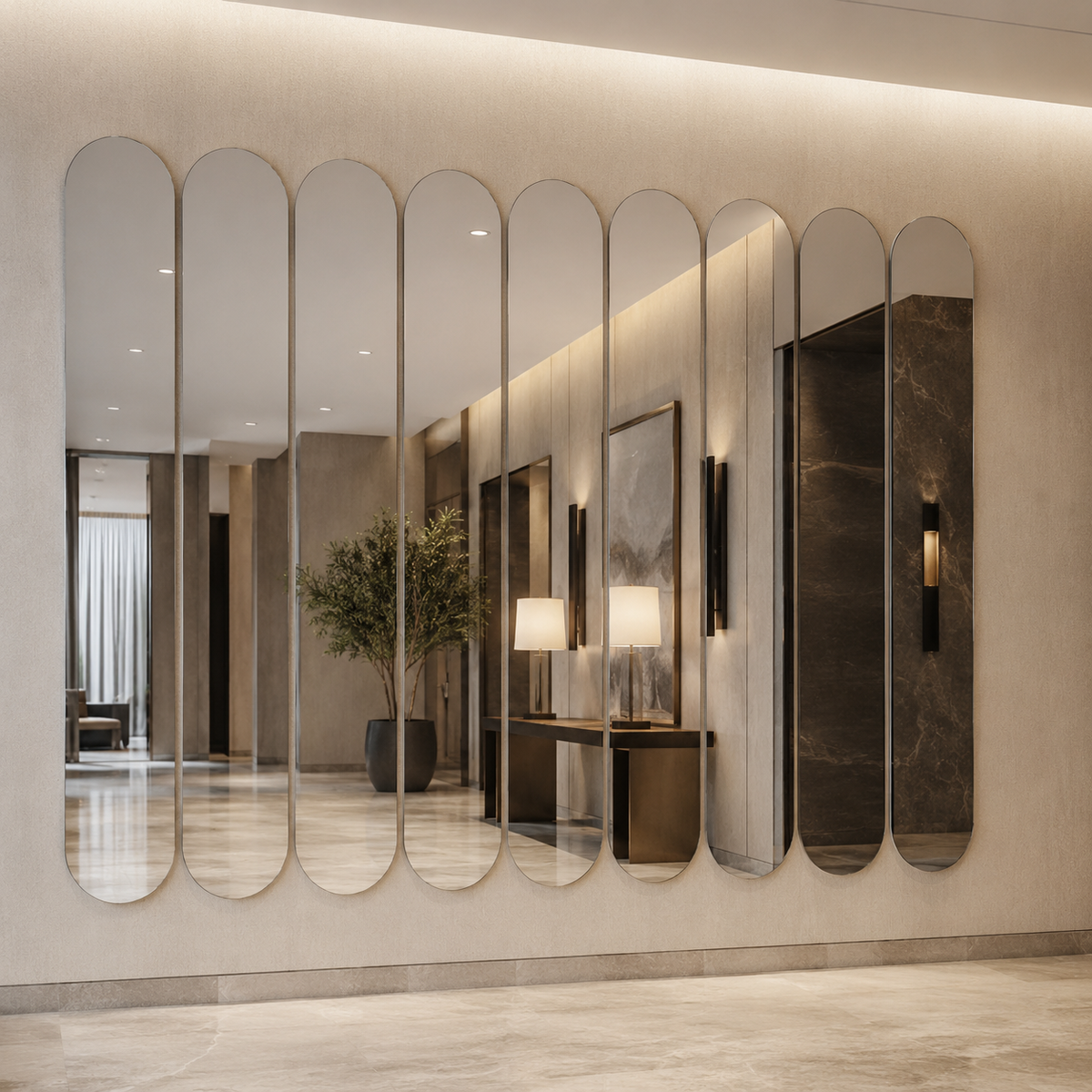 Ovaler Spiegel 100 × 230 cm, rahmenlos – Ansicht 1