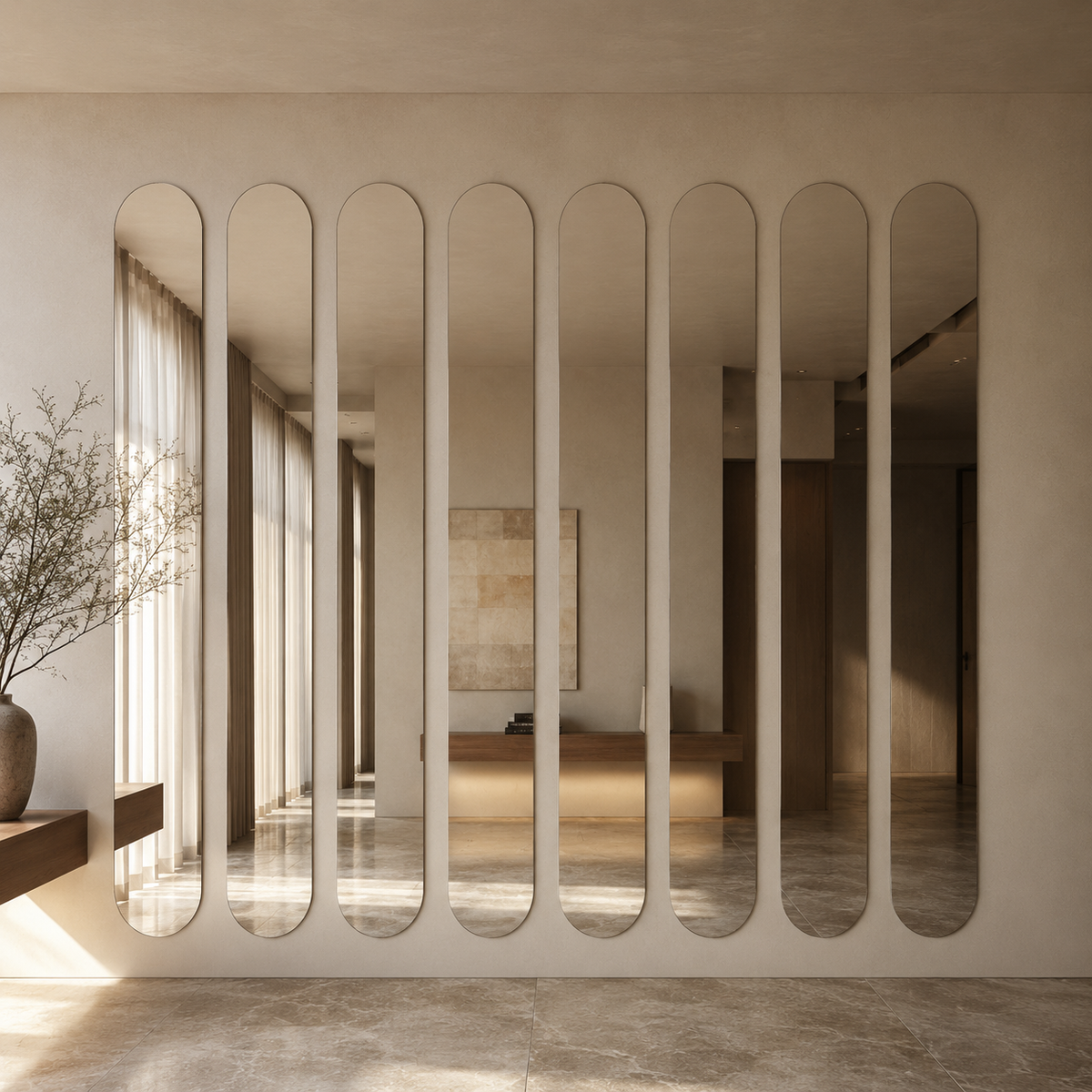 Ovaler Spiegel 120 × 270 cm, rahmenlos – Ansicht 1