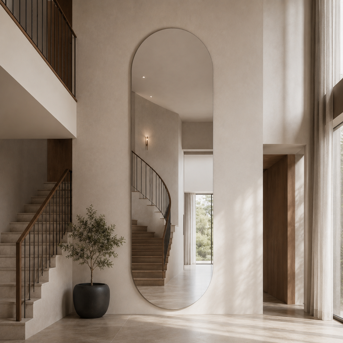 Ovaler Spiegel 140 × 180 cm, rahmenlos – Ansicht 2