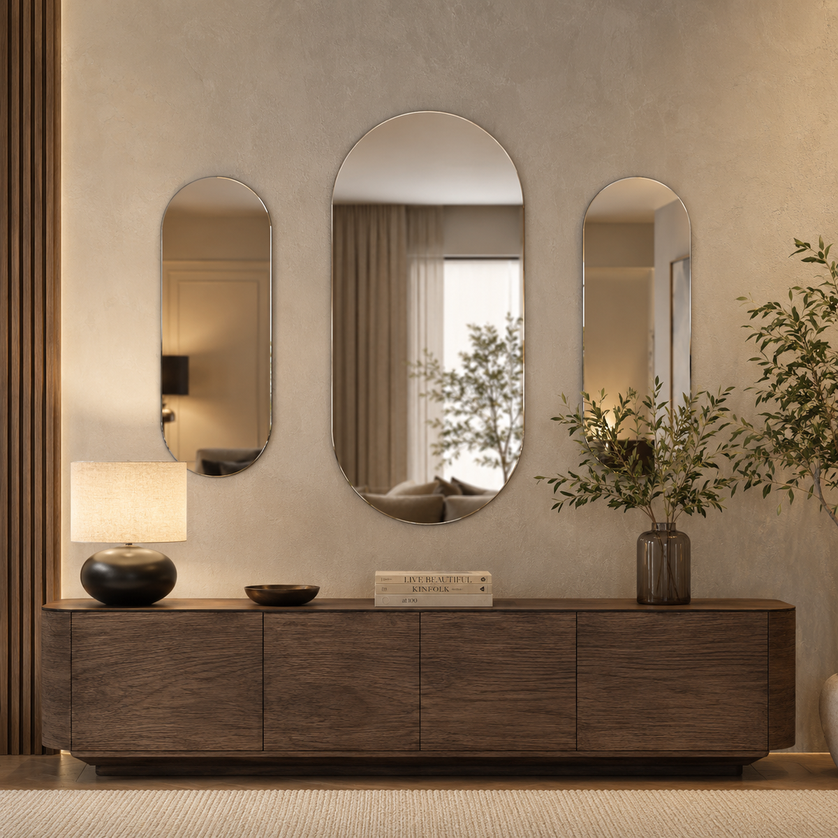 Ovaler Spiegel 140 × 270 cm, rahmenlos – Ansicht 3