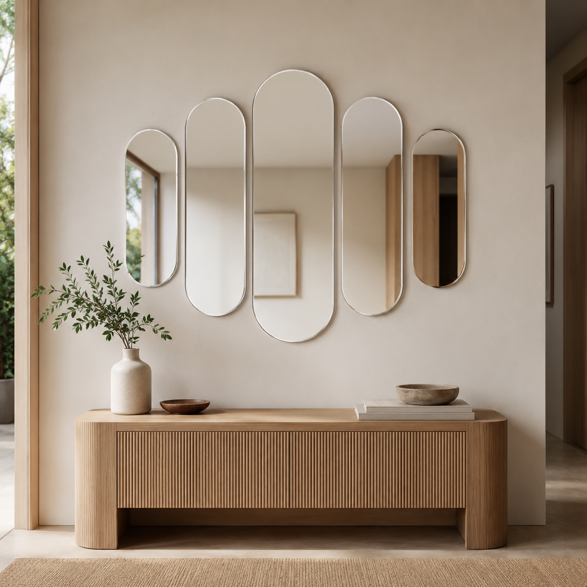 Ovaler Spiegel 20 × 70 cm, rahmenlos – Ansicht 1
