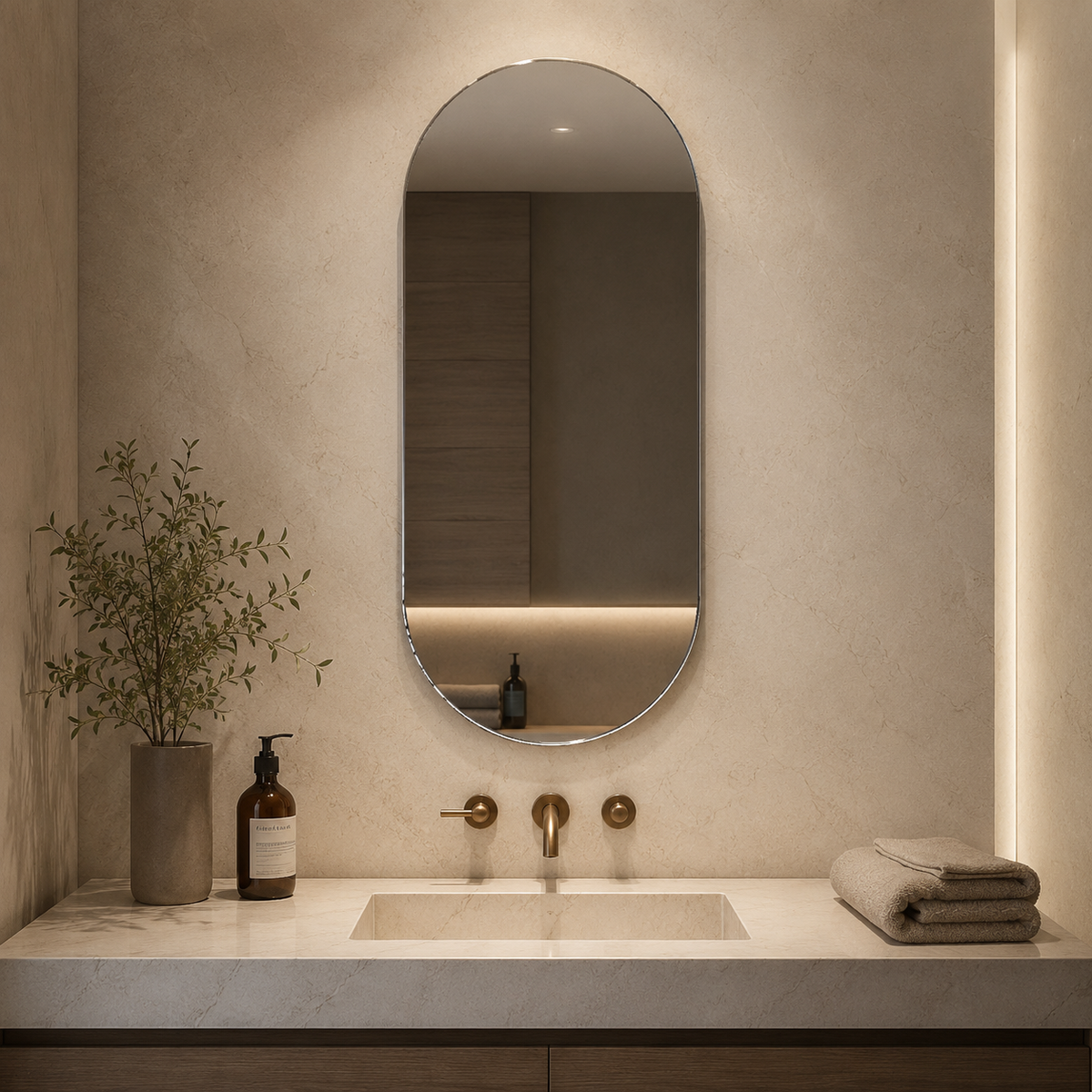 Ovaler Spiegel 30 × 50 cm, rahmenlos – Ansicht 2