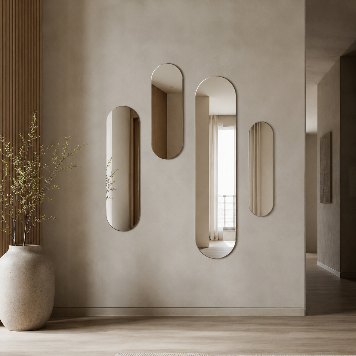 Ovaler Spiegel 40 × 100 cm, rahmenlos – Ansicht 1