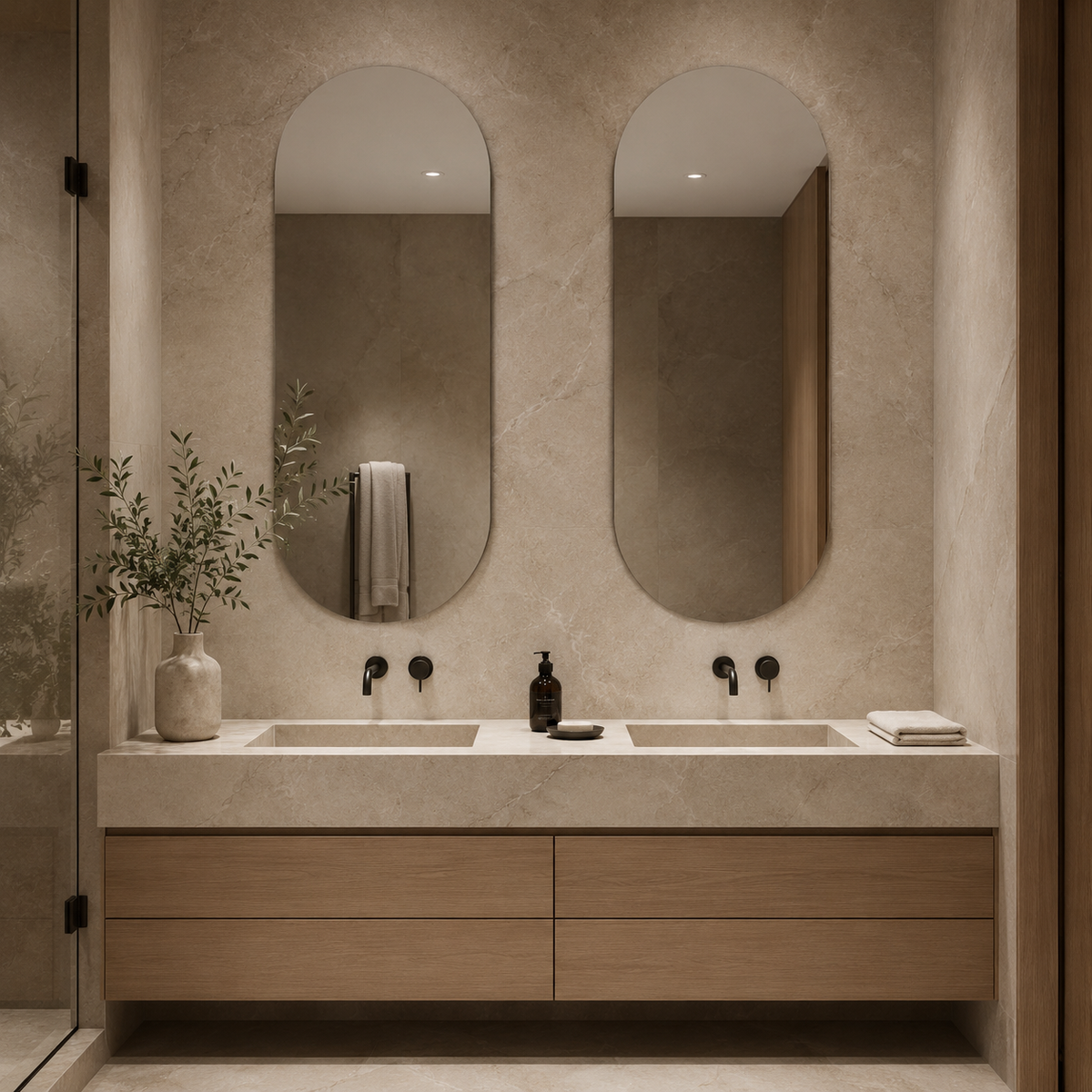 Ovaler Spiegel 80 × 260 cm, rahmenlos – Ansicht 3