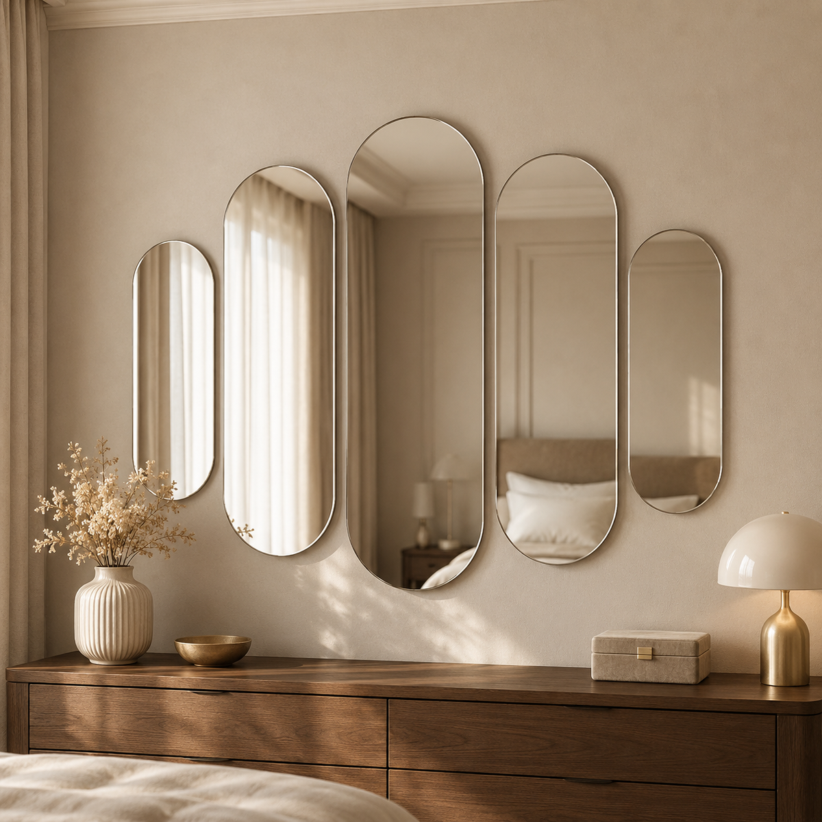 Ovaler Spiegel 90 × 220 cm, rahmenlos – Ansicht 2