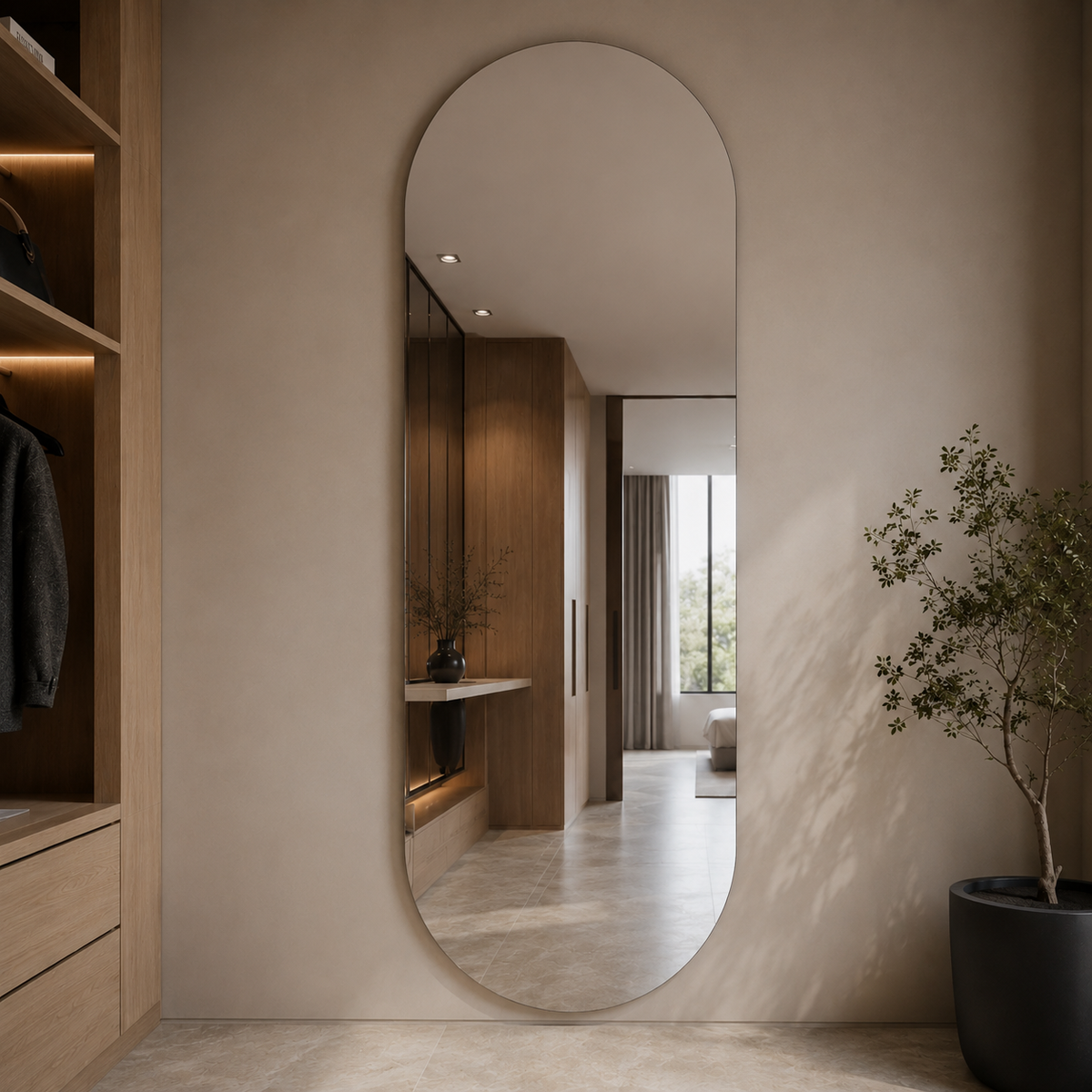 Ovaler Spiegel 90 × 290 cm, rahmenlos – Ansicht 4