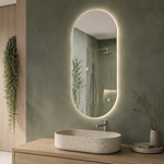 Ovaler LED-Wandspiegel 20 × 110 cm, rahmenlos, Wandschalter – Produktbild 2