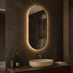 Ovaler LED-Wandspiegel 20 × 40 cm, rahmenlos, Wandschalter – Produktbild 2