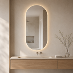 Ovaler LED-Wandspiegel 40 × 50 cm, rahmenlos, Handgestensensor – Produktbild 1