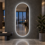 Ovaler LED-Wandspiegel 40 × 50 cm, rahmenlos, Handgestensensor – Produktbild 3