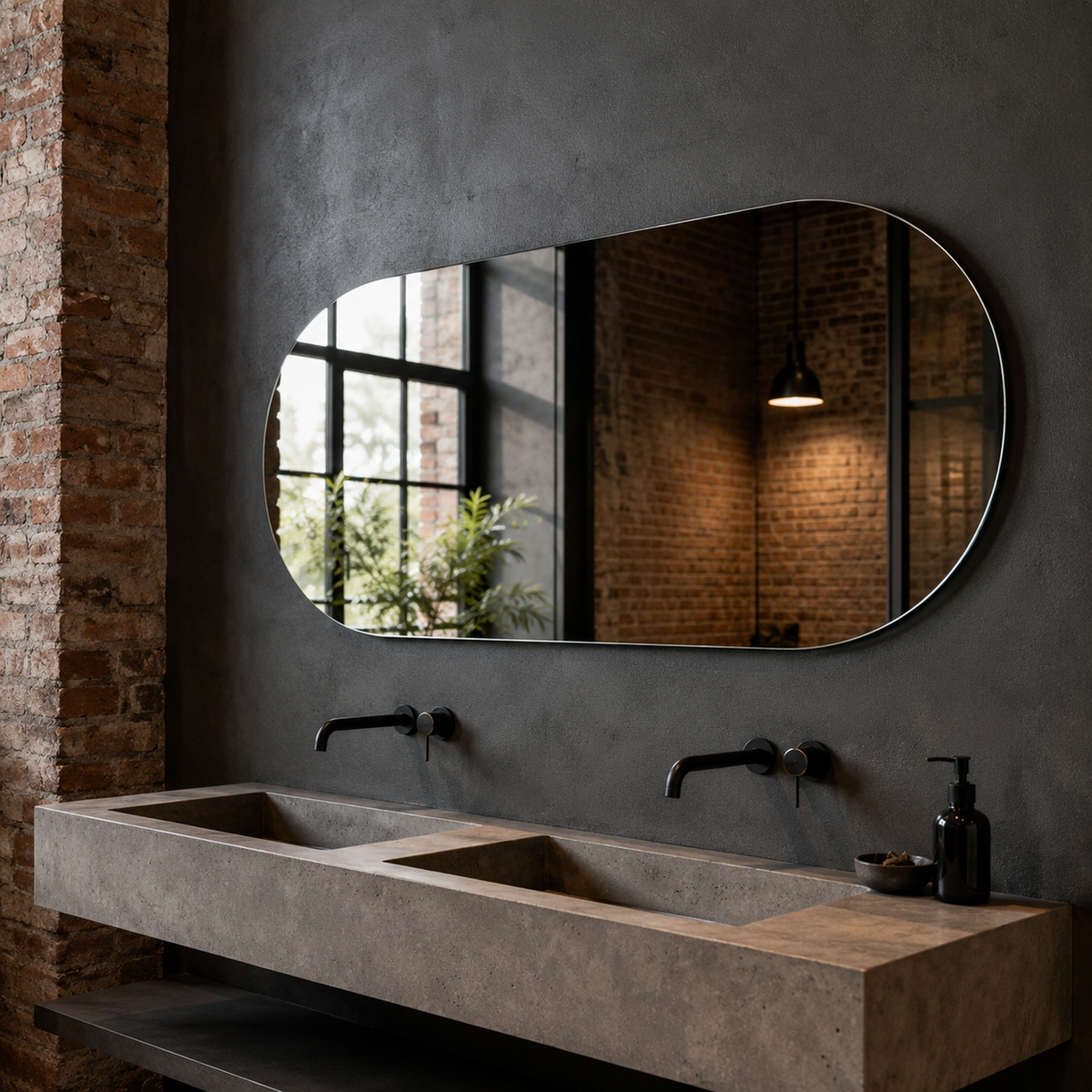Ovaler Spiegel 130 × 30 cm, rahmenlos, ohne Befestigungsset – Ansicht 1
