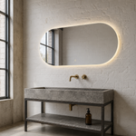 Ovaler LED-Wandspiegel 130 × 40 cm, rahmenlos, Touch-Schalter – Produktbild 2