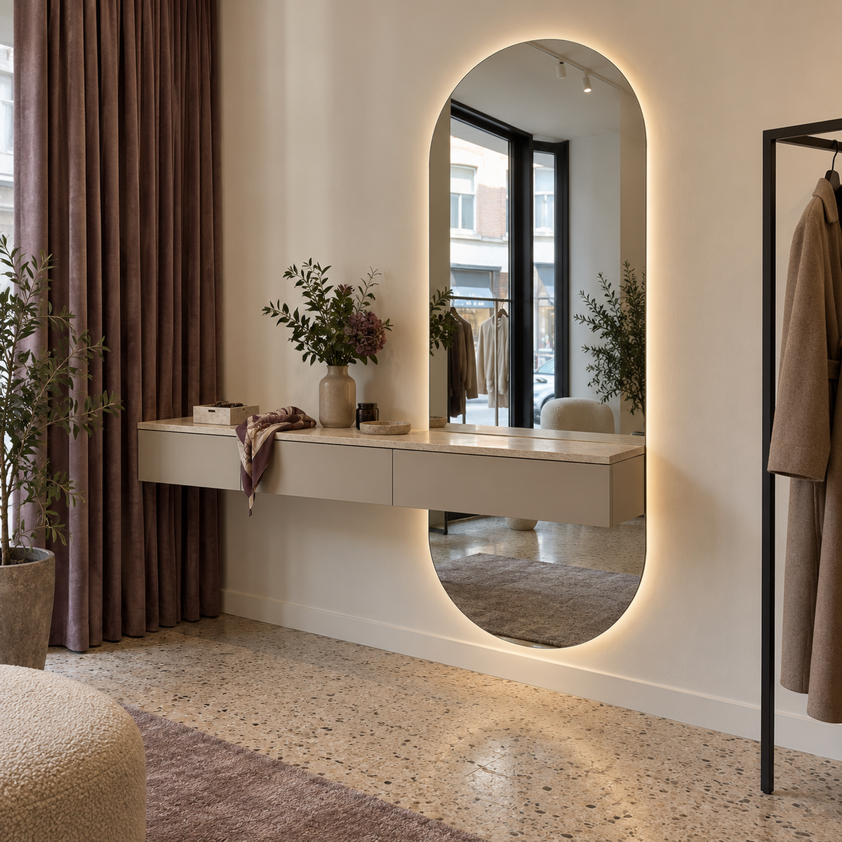 Ovaler LED-Spiegel 70 × 230 cm, Touch-Schalter – Produktbild 1