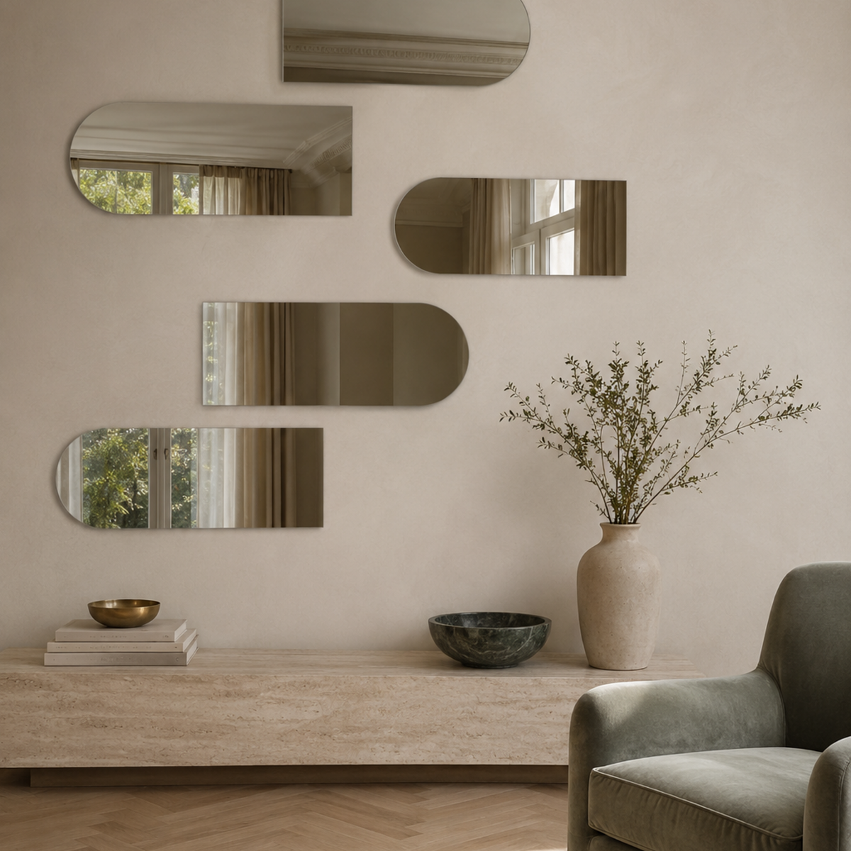Halbovaler Spiegel 260 × 40 cm, ohne Befestigung – Produktbild 5