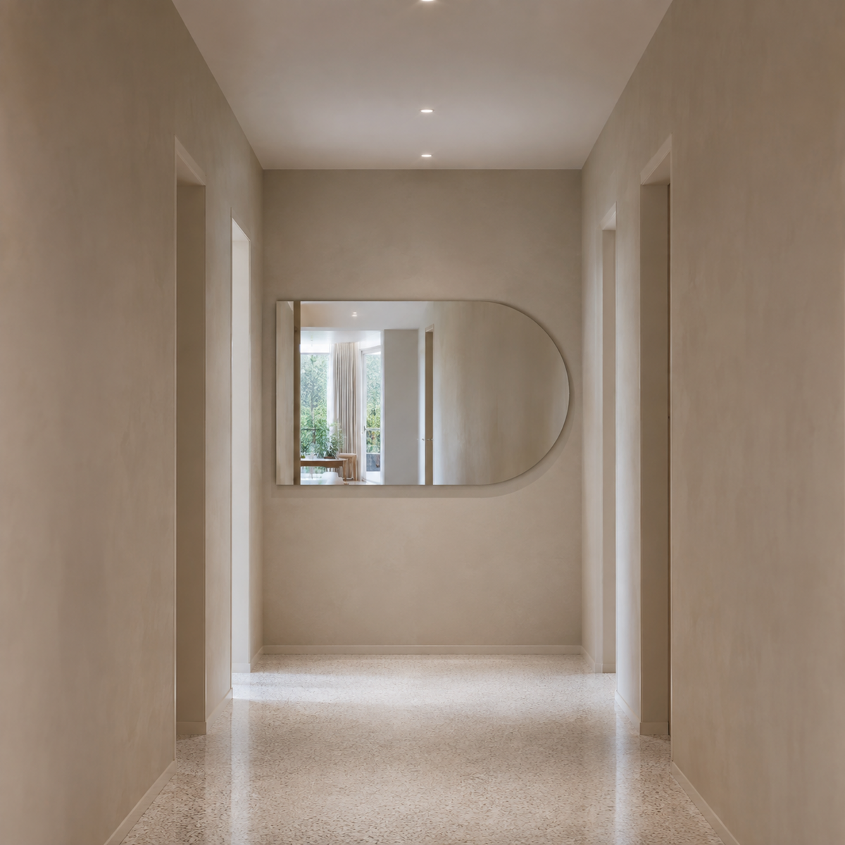 Halbovaler Spiegel 50 × 20 cm, mit Spiegelkleber – Produktbild 1