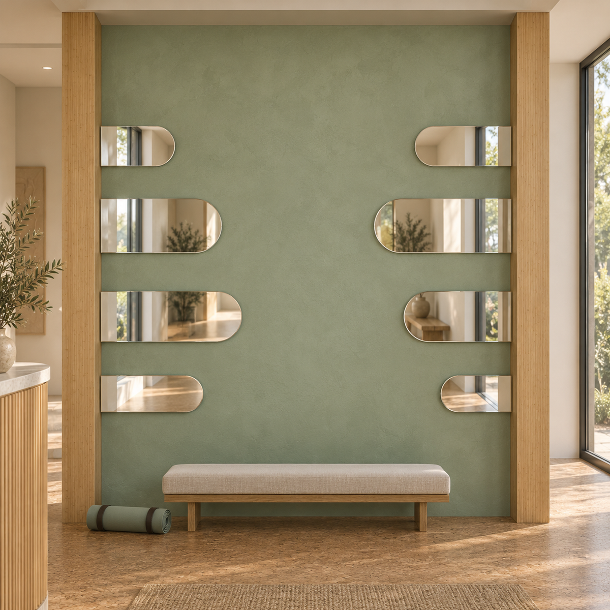 Halbovaler Spiegel 100 × 30 cm, mit Aufhängern und Dübeln – Produktbild 1