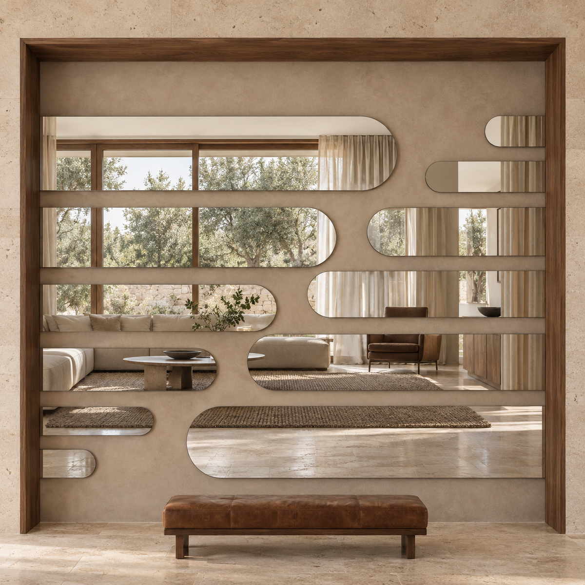 Halbovaler Spiegel 150 × 40 cm, ohne Befestigung – Produktbild 2