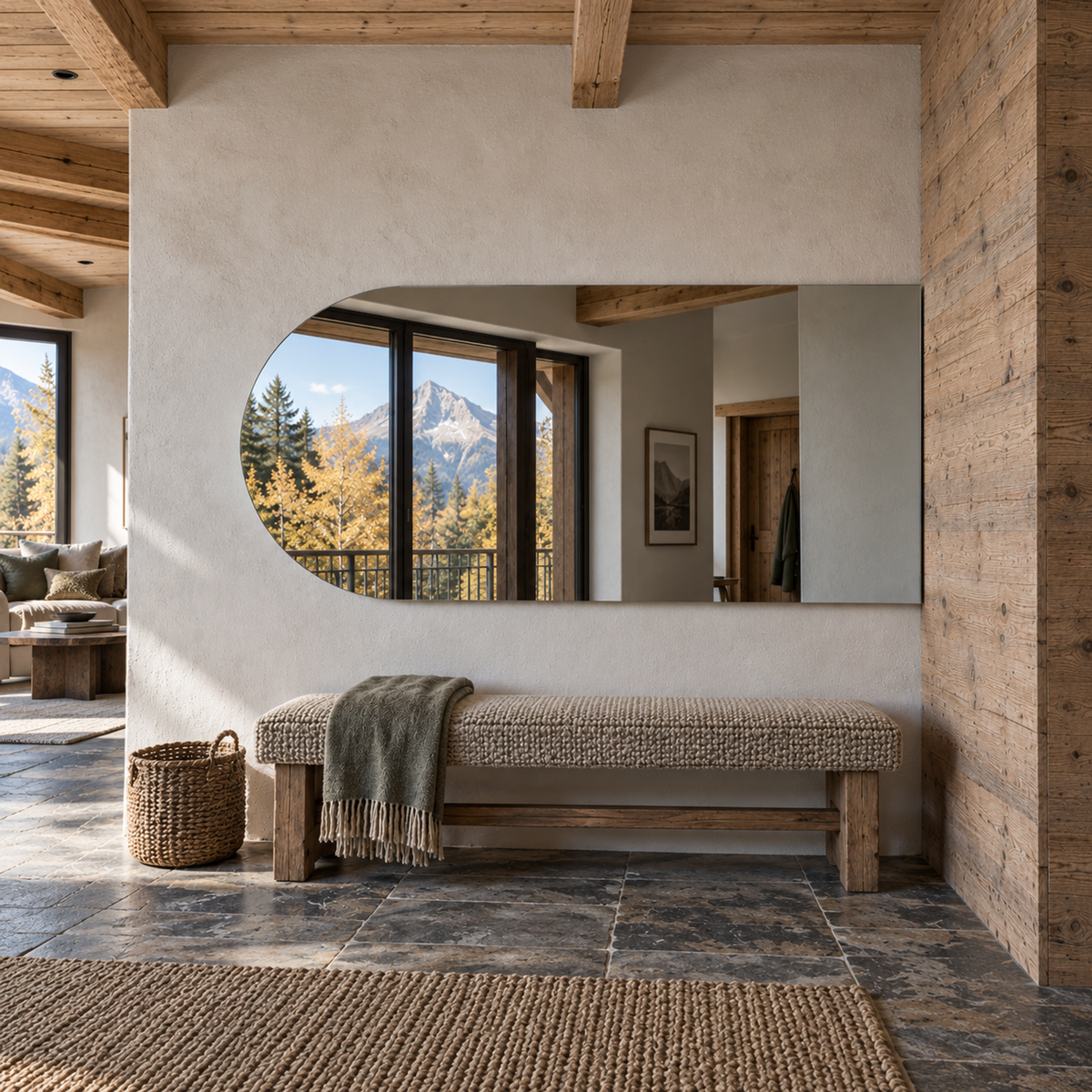 Halbovaler Spiegel 50 × 40 cm, mit Spiegelkleber – Produktbild 2