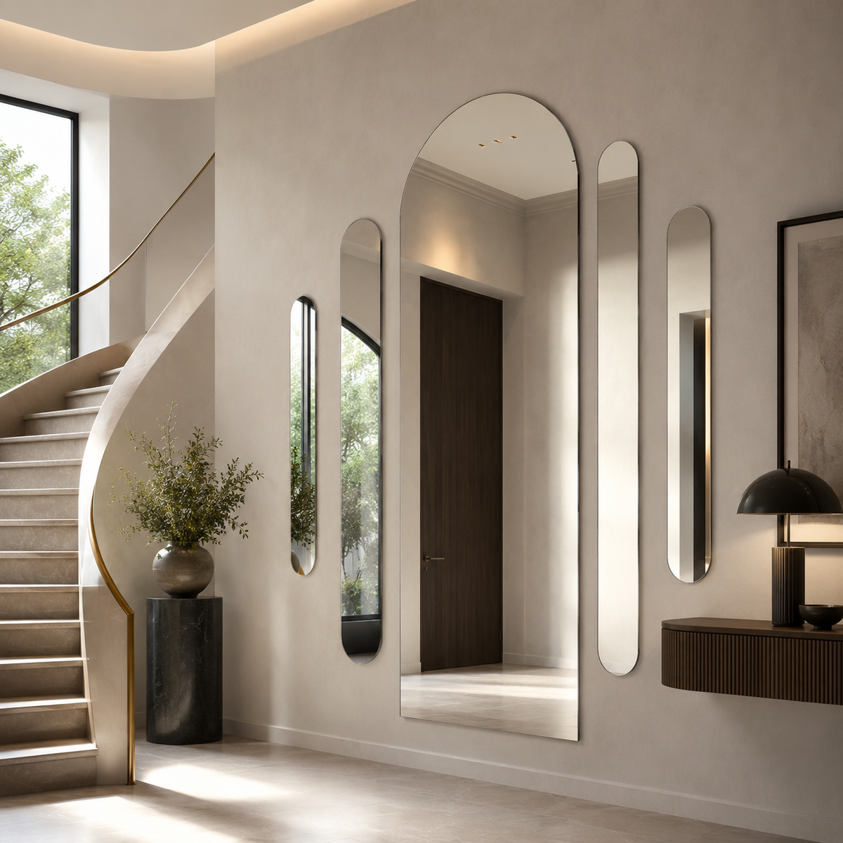 Bogenspiegel 40 × 100 cm, rahmenlos, ohne Befestigungsset – Ansicht 5