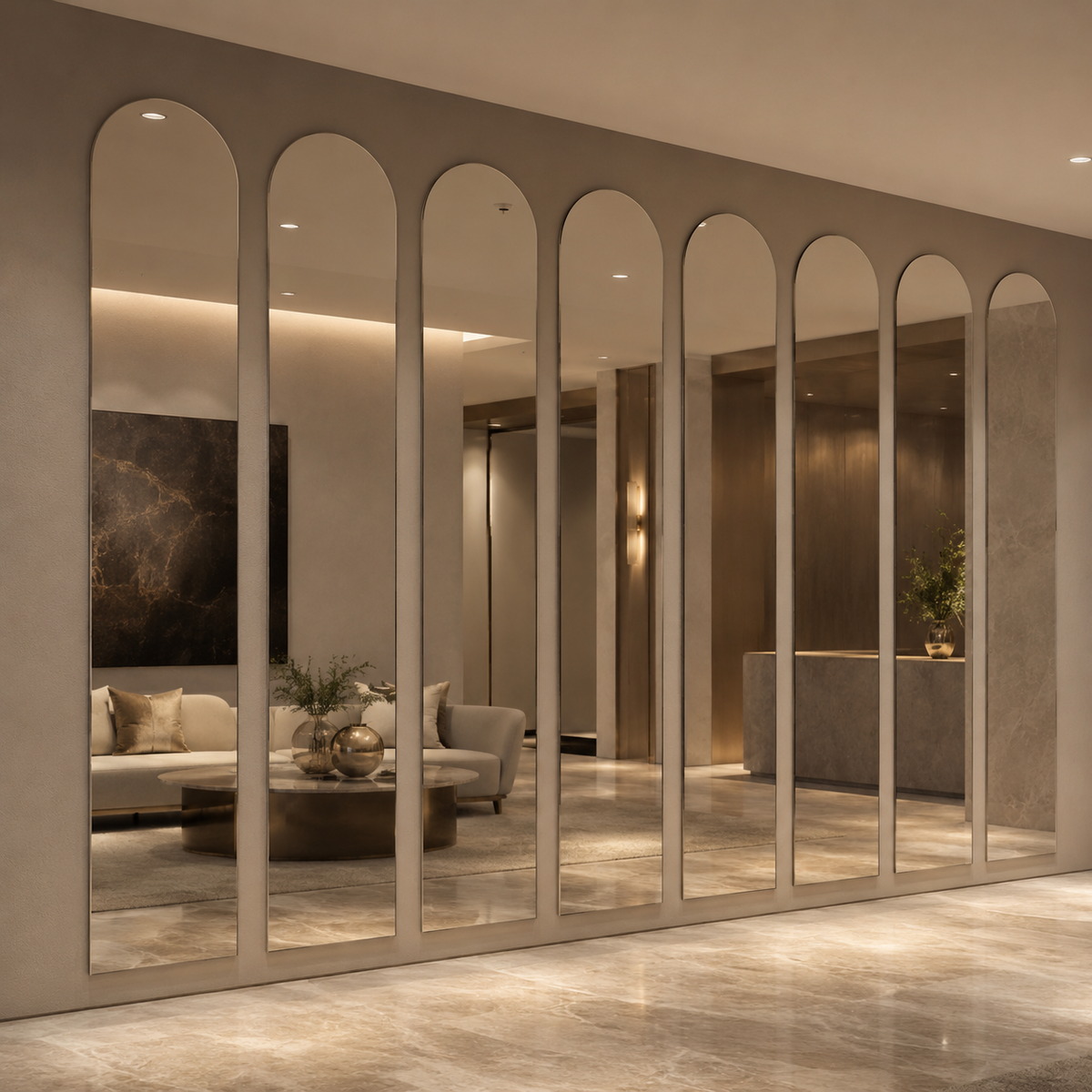 Bogenspiegel 70 × 170 cm, rahmenlos, ohne Befestigungsset – Ansicht 1