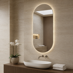 Ovaler LED-Spiegel 20 × 200 cm, Wandschalter – Produktbild 1