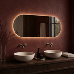 Ovaler LED-Wandspiegel 130 × 30 cm, rahmenlos, Touch-Schalter – Produktbild 3