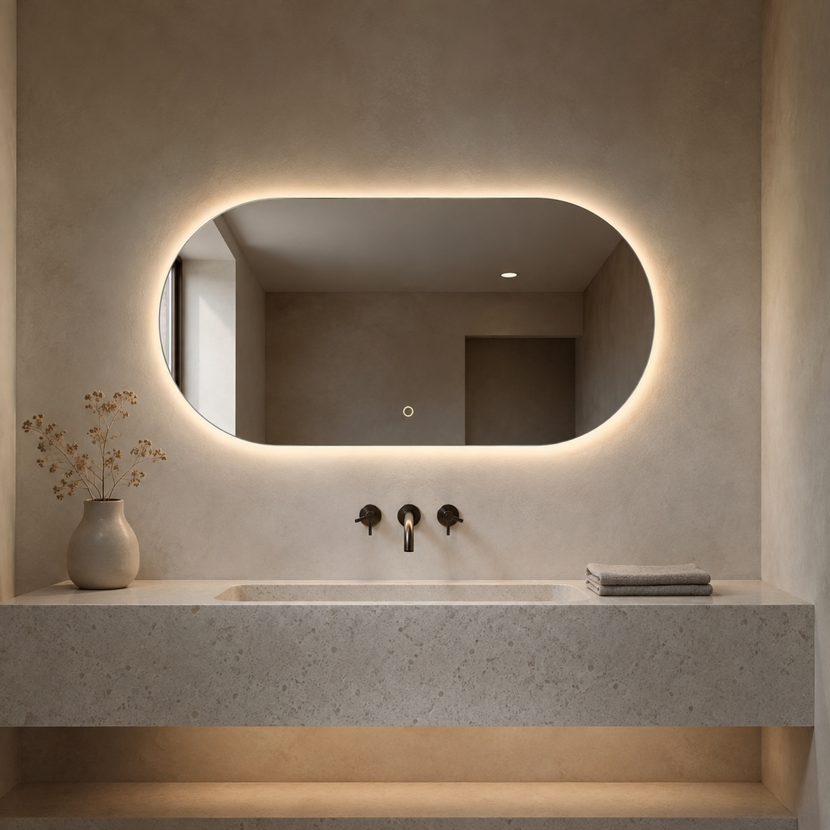 Ovaler LED-Spiegel 180 × 140 cm, Handgestensensor – Produktbild 4