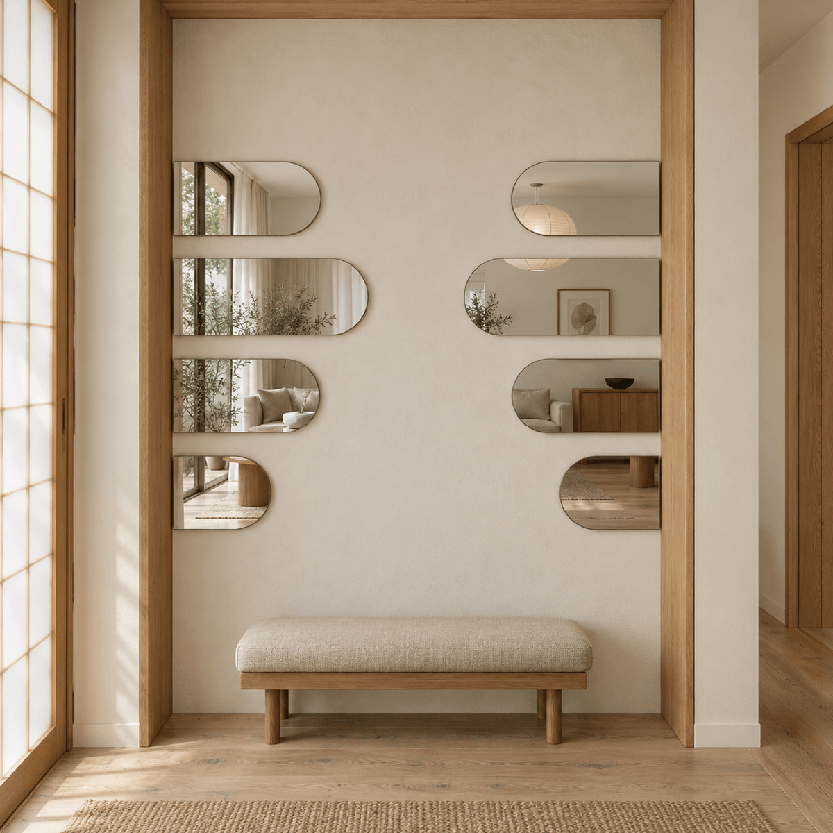 Halbovaler Spiegel 120 × 40 cm, mit Aufhängern und Dübeln – Produktbild 4