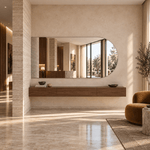 Halbovaler Spiegel 160 × 140 cm, mit Aufhängern und Dübeln – Produktbild 1