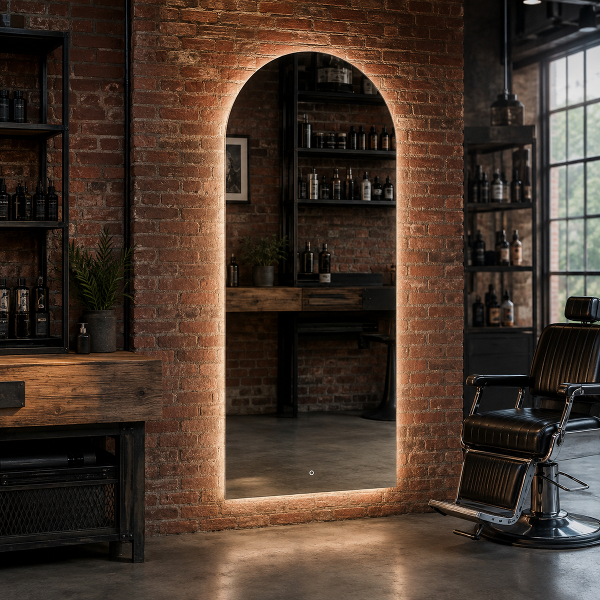 Halbovaler LED-Spiegel 100 × 180 cm, Wandschalter – Produktbild 5