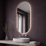 Ovaler LED-Wandspiegel 20 × 30 cm, rahmenlos, Touch-Schalter – Produktbild 3