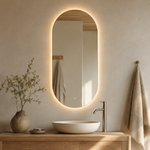 Ovaler LED-Wandspiegel 30 × 50 cm, rahmenlos, Wandschalter – Produktbild 2