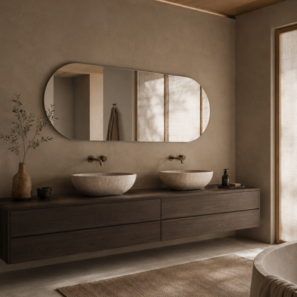 Spiegel in Kapselform 120 × 30 cm, rahmenlos, mit Spiegelkleber – Ansicht 2