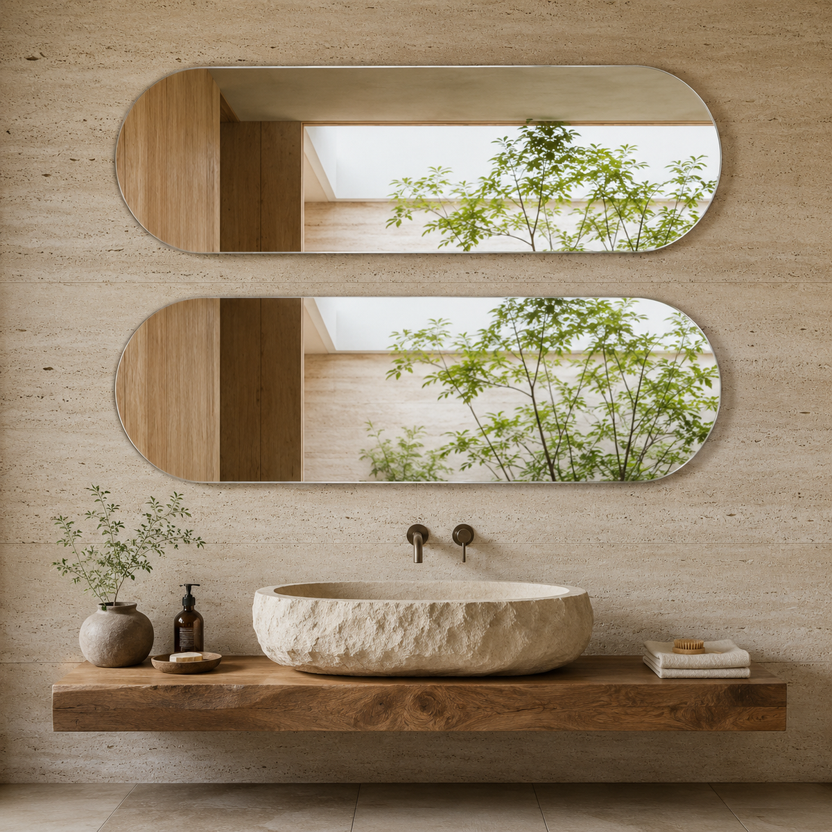 Spiegel in Kapselform 50 × 40 cm, rahmenlos, ohne Befestigungsset – Ansicht 5