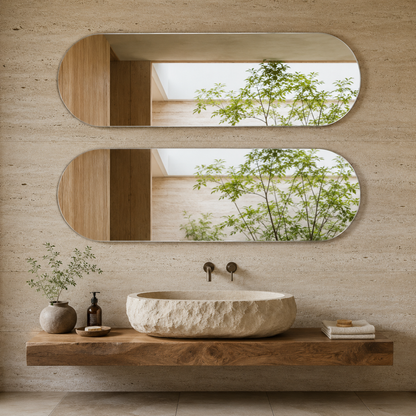 Spiegel in Kapselform 50 × 40 cm, rahmenlos, ohne Befestigungsset – Ansicht 5