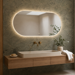 Ovaler LED-Wandspiegel 40 × 20 cm, rahmenlos, Handgestensensor – Produktbild 3