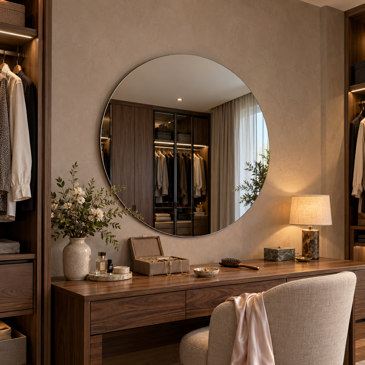 Runder Spiegel Ø 70 cm rahmenlos, mit Aufhängern und Dübeln – Produktbild 4