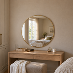Runder Spiegel Ø 70 cm mit goldenem Slim-Rahmen, mit Aufhängern und Dübeln – Produktbild 5
