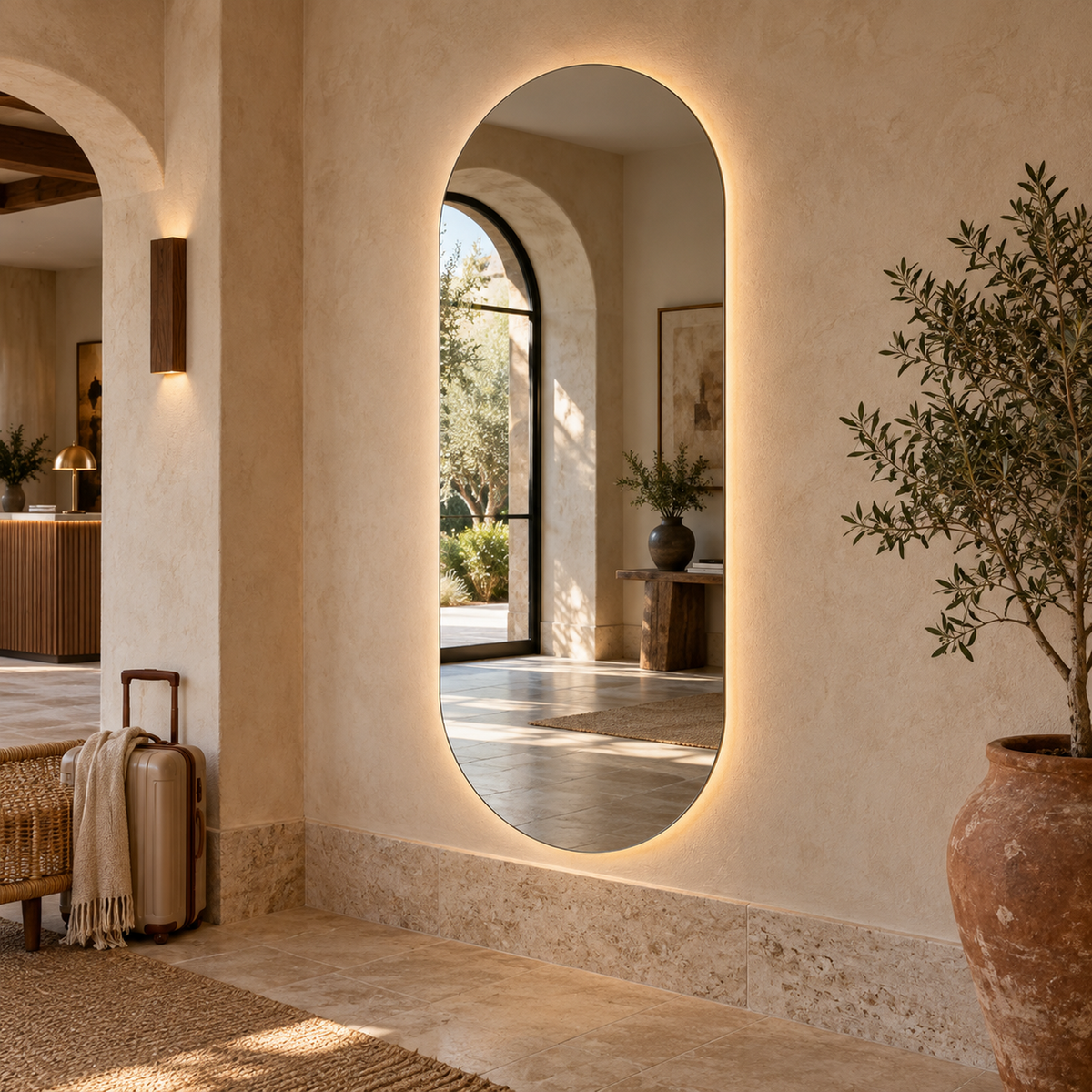 Ovaler LED-Spiegel 20 × 150 cm, Touch-Schalter – Produktbild 2