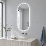 Ovaler LED-Wandspiegel 20 × 40 cm, rahmenlos, Touch-Schalter – Produktbild 2