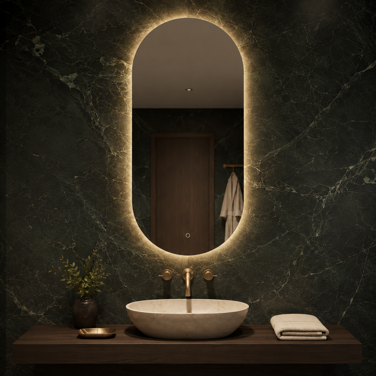 Ovaler LED-Spiegel 50 × 170 cm, Touch-Schalter – Produktbild 5