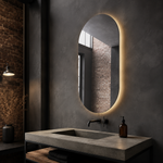 Ovaler LED-Wandspiegel 20 × 120 cm, rahmenlos, Wandschalter – Produktbild 1