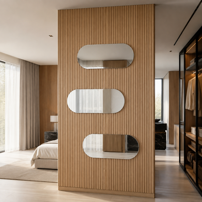 Spiegel in Kapselform 130 × 20 cm, rahmenlos, ohne Befestigungsset – Ansicht 5