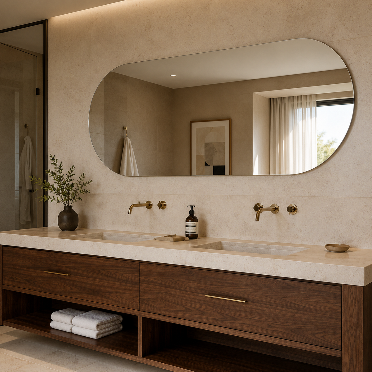 Ovaler Spiegel 190 × 130 cm, rahmenlos, mit Aufhängungen und Dübeln – Produktbild 4