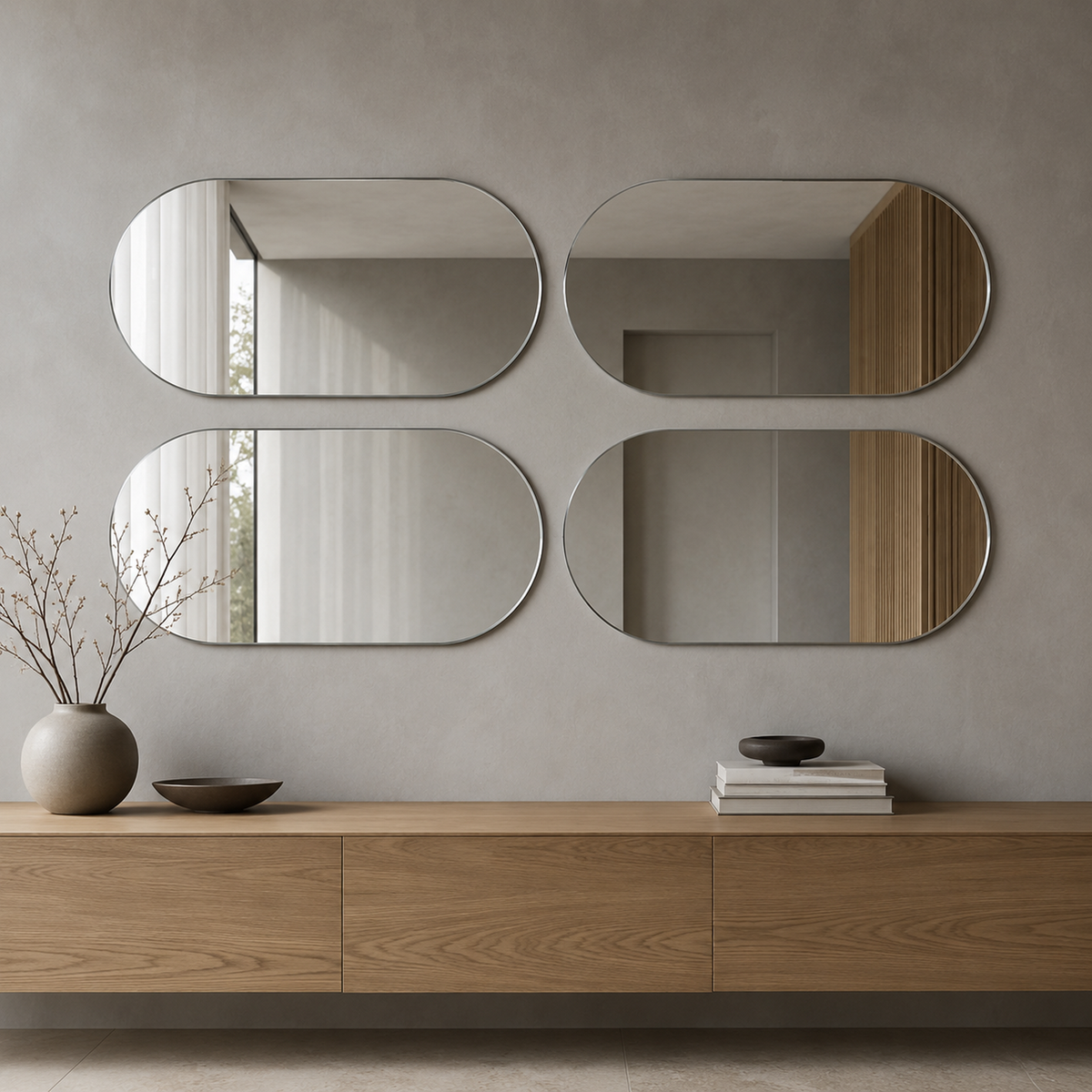 Spiegel in Kapselform 40 × 20 cm, rahmenlos, ohne Befestigungsset – Ansicht 3